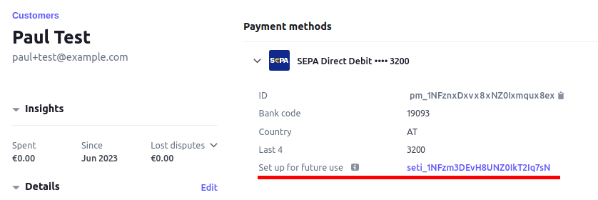 Customer saved with payment method
